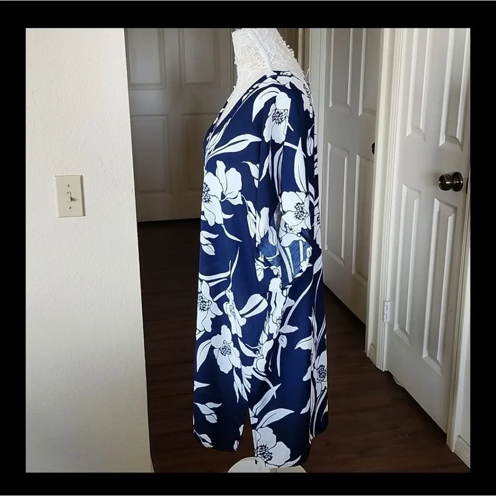 Kona Sol Floral‎ Tropical Aloha Hawaiian Beach Vibe Dress/ Cover-up Size XL